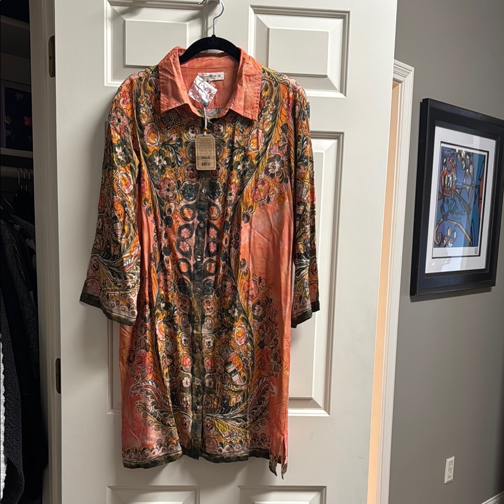NATURAL LIFE Orange Tunic with Intricate Patterns